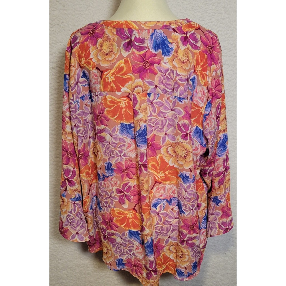 Style & Co Semi-Sheer Blouse Shirt Plus Size 2X Floral Women's Bell Sleeve 1013 - Picture 2 of 7